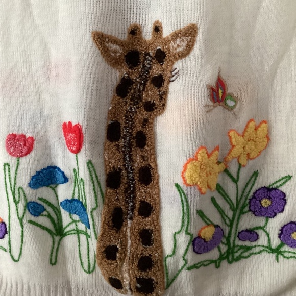 Vintage 1960’s, 1970’s Cyn Les Shirlee Designs Women’s Peeking Giraffe Sweater - Picture 7 of 8